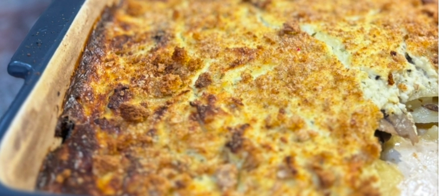 Tarta de papas y champiñones