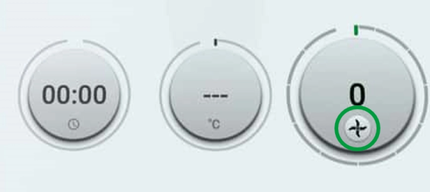 Para activar el giro inverso de la cuchilla, toca ligeramente el dial de velocidad.