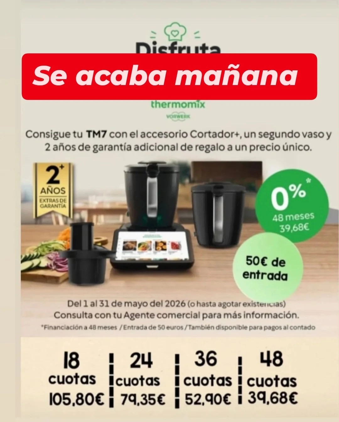 Financiación sin intereses con cortador y vaso incluido