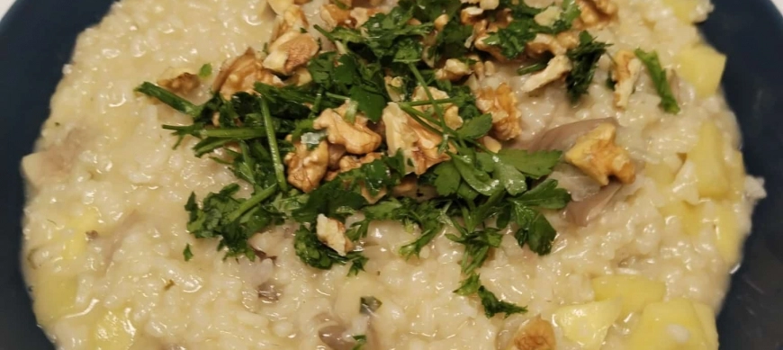 Risotto con manzana y boletus