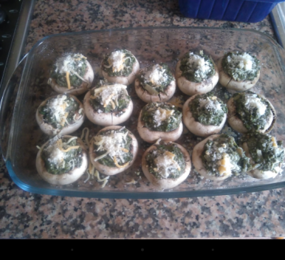 Champiñones con espinacas