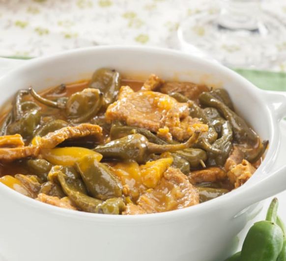 Estofado de cerdo con pimientos de padrón. Con Thermomix®
